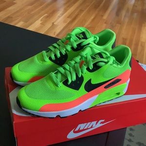 Nike AirMax 90 fb se gs 6 womens 8 neon sneaker green orange black new rare